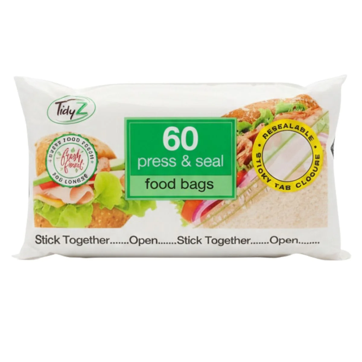 Tidyz - Press & Seal Food Bags - 60 Bags