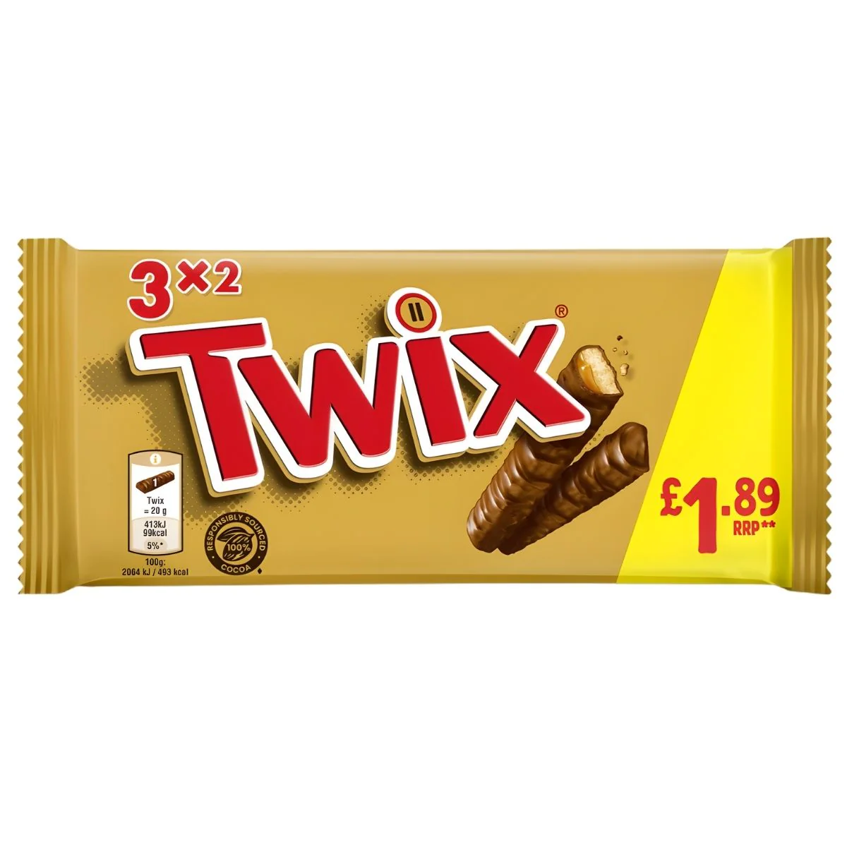 Twix - Chocolate Biscuit Bars - 3 x 2 Pack