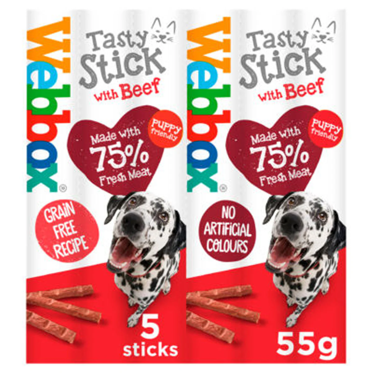Webbox - 5 Delight Tasty Sticks Beef Dog Treats Chews For Large Dog - 55g
