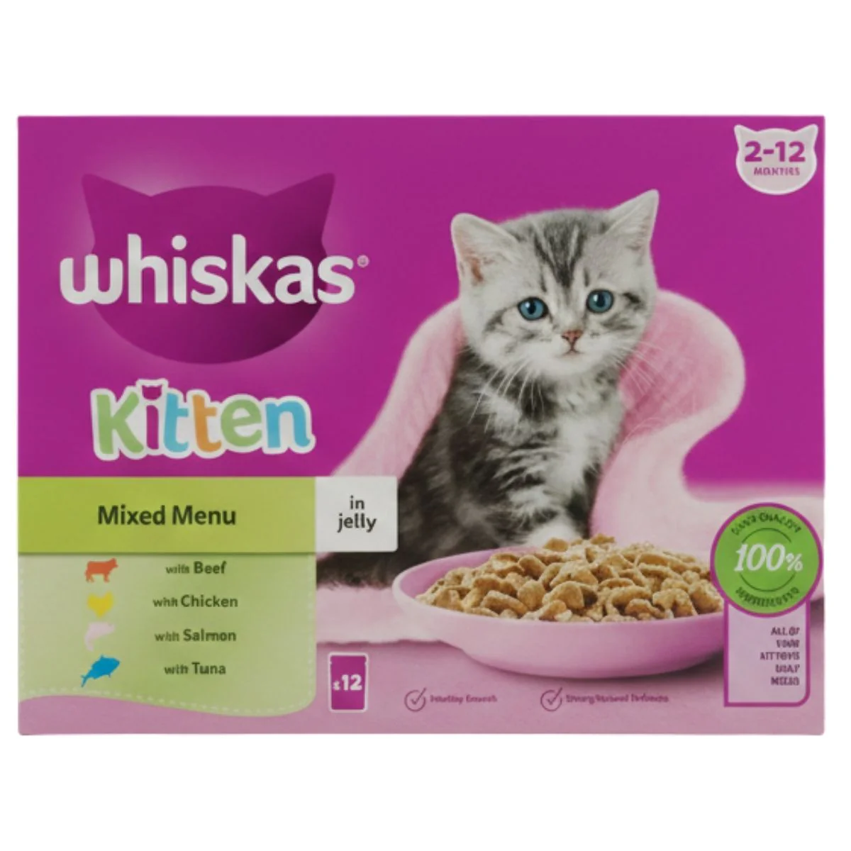 Whiskas - Kitten Mixed Menu (2-12 Months) Wet Cat Food Pouches in Jelly - 12 x 85g