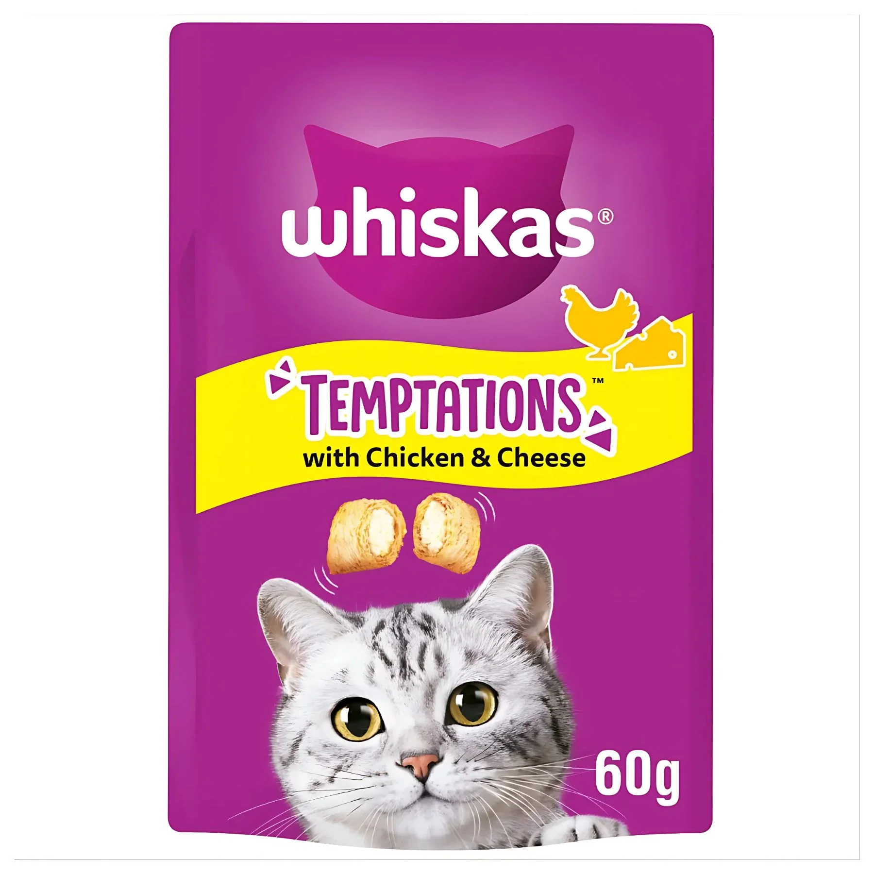 Whiskas - Temptations Adult Cat Treats With Chicken & Cheese - 60g