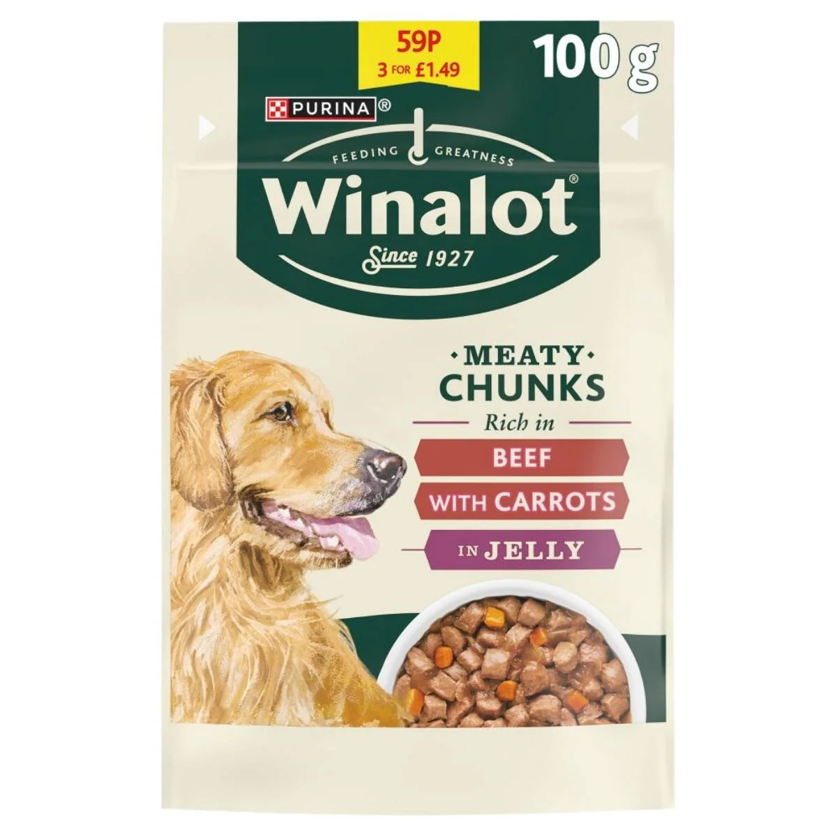 Winalot - Meaty Beef Chunks in Jelly - 100g