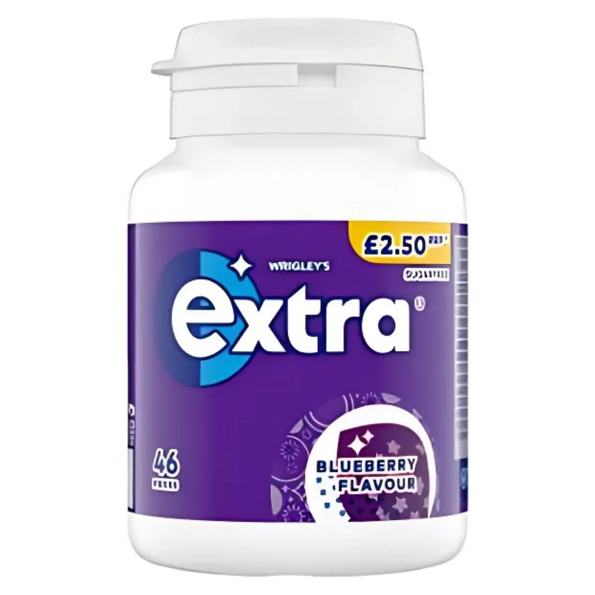 Wrigleys - Extra Blueberry Flavour Sugar Free Chewing Gum Bottle - 46 Pieces (64g)